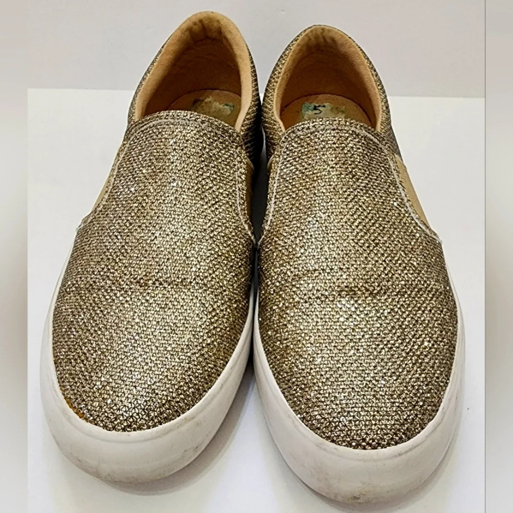 Guess Girls Gold Glitter Slip-On Shoes Girlhoodcore Comfy Soft Sneakers, sz 5.5 - Picture 2 of 15